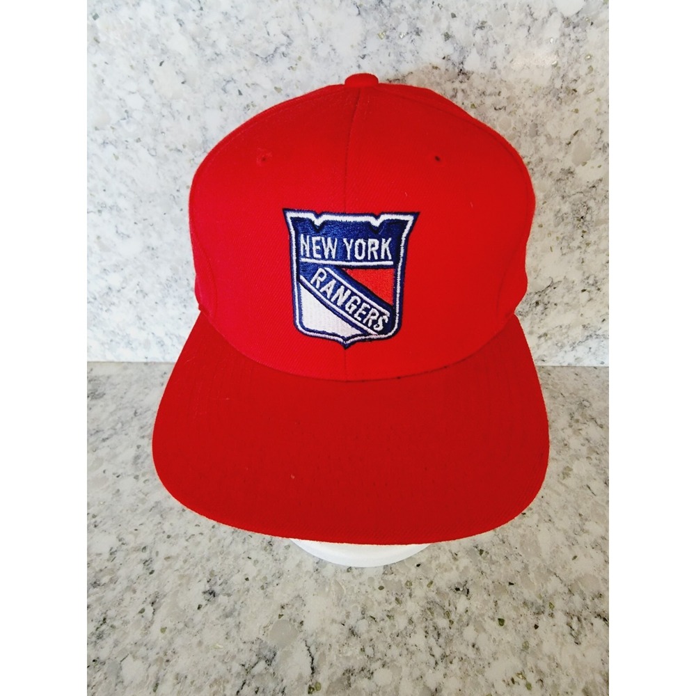 Mitchell & Ness New York Rangers Vintage NHL Snapback Hat Red Flat Brim Cap - Picture 3 of 15